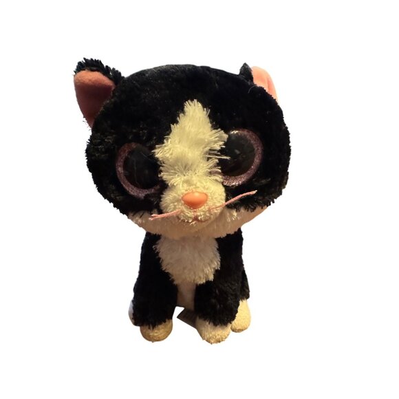Ty Beanie Boo Pepper Plush Black & White Cat Stuffed Animal With Sparkling Eyes - Picture 2 of 6